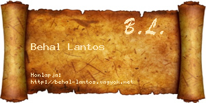 Behal Lantos névjegykártya